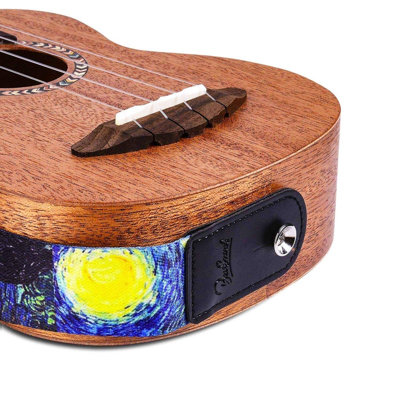 BestSounds Van Gogh"Starry Night" Ukulele Strap & Leather Ends Shoulder Strap for Soprano Concert Tenor and Baritone Ukulele (Uke-Starry Night) - Image 4